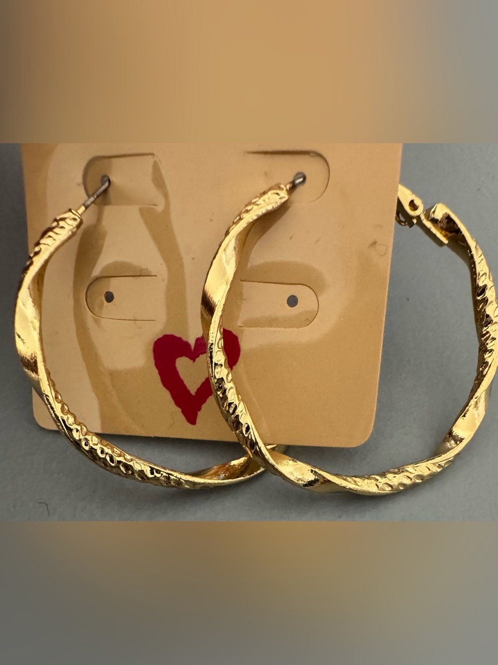 Gold Textured Twisted Hoop Earrings - Women Jewelry